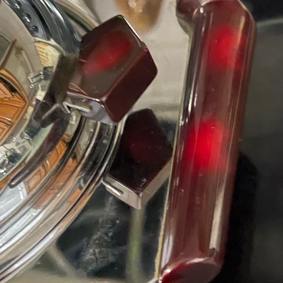 Glo Hill Canada Metal SS Serving Tray With Cherry Red Bakelite Handles - Picture 5 of 16